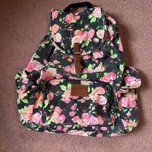 Vintage Victorias Secret Canvas Book Bag Backpack Pink Floral Overnight Weekend